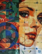 Obraz akrylowy ręcznie malowany Geometria twarzy  około 40x50
