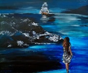 Kobieta/dziewczyna wchodząca do wody