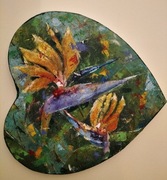 Strelicja obraz olejny w kształcie serca 29x29 cm