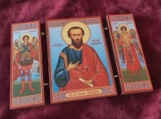 Piękna IKONA prawosławna tryptyk Archanioł Michał Gabriel Święci Cerkwi. 