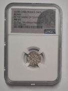 Bearn ND (1100-1300) Obol w imieniu Centulle NGC MS-63 Ex: Montlezun Hoar