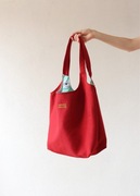 Torba Hobo czerwona worek z kolorową podszewką