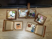 Stary drewniany niciak przybornik krawiecki PRL 