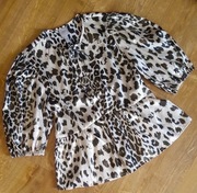 bluzka Premium ,,H&M"__elegancka cętki bufiasty rękaw baskinka__38/M