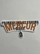 Biała naklejka wlepka z napisem Military Mercur