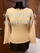 Wełniany beżowy melanż sweter SOLAR 36 S jedwab