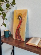 Ręcznie malowany obraz na drewnie – Anioł