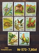 Znaczki fauna:572: ptaki, płazy, ssaki- Kuba 1984r **