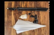 Lampa błyskowa e27 z oprawką + statyw, parasolka - nowe 