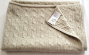 RALPH LAUREN kaszmir koc szal 80x110 SZARY Cable Cashmere