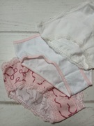 Majtki dziewczęce 3 pary z koronką białe różowe Primark 1/2 lata 