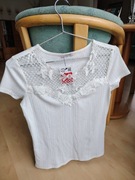 Biała bluzeczka Orsay rozmiar S z koronkową wstawką.