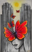 Obraz na płótnie  akryl  abstrakcja motyle miasto