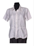 Lniana bluzka damska Olsen, 100% len biała taliowana, L/40 (L/XL)