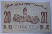 Notgeld - Gutschein, Austria, Wiener Neustadt, 20 Heller, 1920