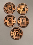 Solidarność. Zestaw monet fi 32 mm. Miedź patyna. Gyges