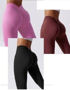 Legginsy V-Back Scrunch, PUSH UP, z marszczeniem, wyprzedaż, likwidacja