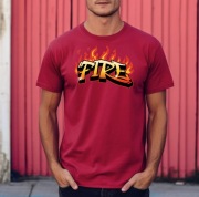 Koszulka czerwona męska nadruk fire - INK MASTER APPAREL 