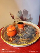 Taca dekoracyjna z żywicą. Jesienny poranek. Rękodzieło. Promocja 