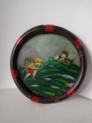 Obrazek okrągły malowany na szkle prl