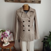 Płaszcz damski Attentif 38 beżowy dwurzędowy jesienny