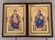 DYPTYK. WIELKA Ikona prawosławna Grecka w etui Matka Boska na Tronie. Jezus