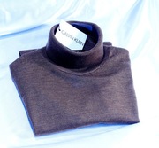 CALVIN KLEIN golf sweter M brązowy merino jedwabisty CK ami smedley