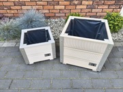 Donica drewniana, nowoczesna donica, skrzynka balkonowa, drewno, aluminium