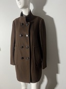 ZARA Basic płaszcz wełniany brązowy dwurzędowy r. L – 80% wełna