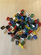  Lego 1x2 2432, >90 sztuk, szary, niebieski, brąz, żółty, czarny, biały