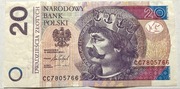 Banknot 20 zł  2016 rok unikat ZESTAW = 2 sztuki. Seria CC