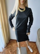 Czarna błyszcząca sukienka Sweetissima Made in Italy elegancka imprezowa