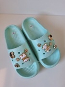 Kroksy, klapki damskie, lekkie, platforma, ozdoby, dżety, miętowe, roz.36