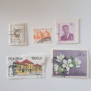 Zestaw 5 znaczków pocztowych – Polska i Belgia, lata 80. i 90.