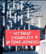 Lampki Zewnętrzne LED Meteory Girlanda 50 cm Sople Śnieg