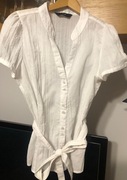 Elegancka biała ,bluzka koszulowa z paskiem M