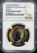 10 ZŁ 2004, XXVIII OLIMPIADA ATENY 2004 - dyskobol NGC PF 69 UC #53