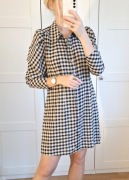 Sukienka w Kratkę Co'Couture Na Co Dzień Lekka Poszerzane Rękawy