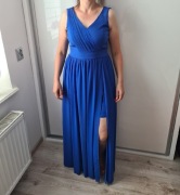 Sukienka długa koloru chabrowego 