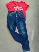 Zestaw:Granatowe jeansy+bluzka+T-shirt rozm.38
