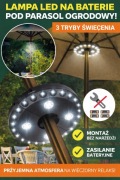 Lampa LED na baterie pod parasol ogrodowy – 3 tryby świecenia       