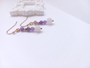 Kolczyki ametyst kwarc różowy naturalne kamienie 