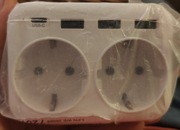 Gniazdo 6 wejść(4 ładowarki USB), Listwa Elektr. rozgałęźnik Lencent biały