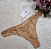 Scandale eco lingerie, koronkowe majtki, stringi, beżowe rozmiar M NOWE