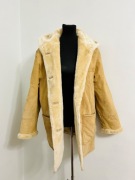 Damski kożuch zimowy z kapturem  beżowy brązowy 42 xl Pier Angelini