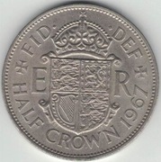 Wielka Brytania 1/2 Half crown pół korony 1967 - 32,3 mm
