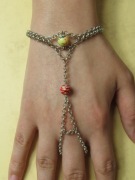 Bransoletka na palec łańcuszek koraliki srebrny kolorowy eko handmade