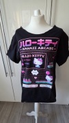 Hello Kitty Kawaii Arcade T-shirt Vintage Retro Pixel Art Y2K Czarny
