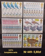 Znaczki fauna;449: ptaki, owoce- Wielka Brytania 1977r **