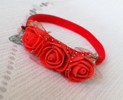 Opaska do włosów urodziny wesele gumka różyczki róże piankowe roczek